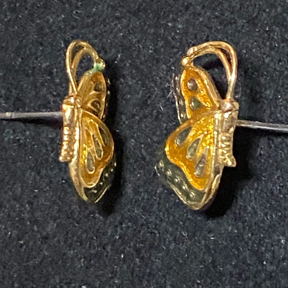 10k gold plated enameled butterfly earrings